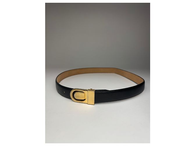 Céline Cinturón de cuero negro con logo de carruaje vintage Celine Paris - vista 8