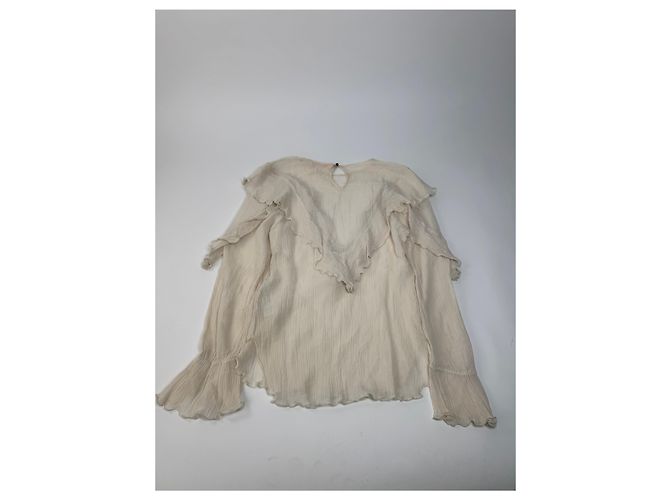 Chloé Top de seda vintage Chloe Blanco 36/S Beige - vista 12