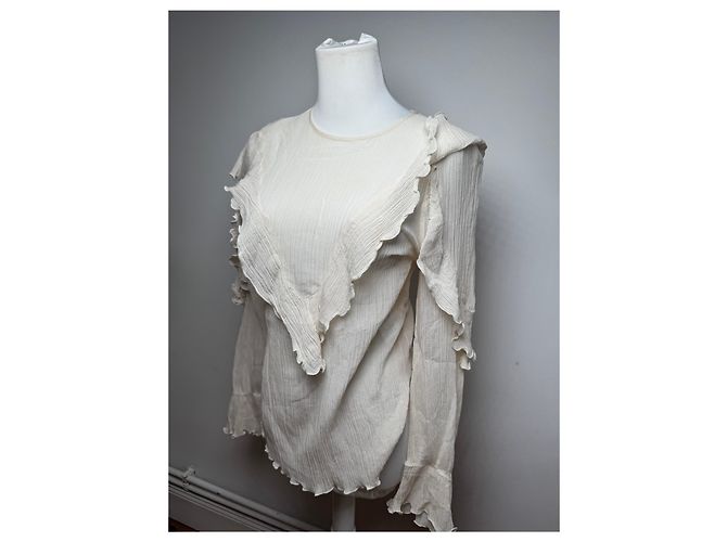 Chloé Top de seda vintage Chloe Blanco 36/S Beige - vista 14