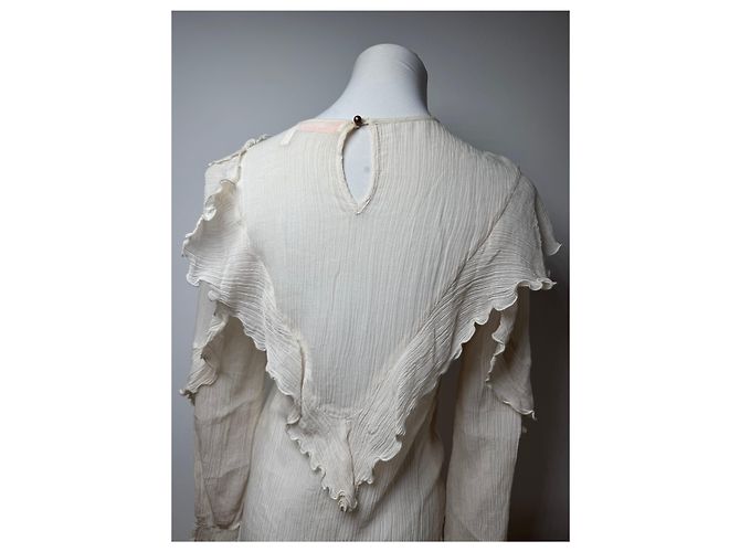 Chloé Top de seda vintage Chloe Blanco 36/S Beige - vista 15