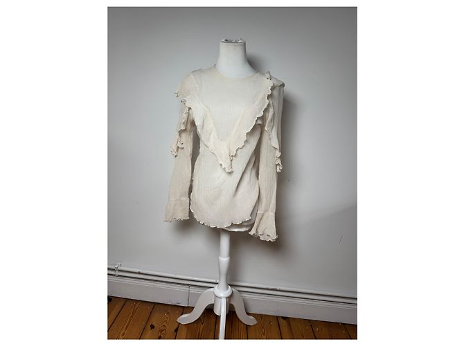 Chloé Top de seda vintage Chloe Blanco 36/S Beige - vista 2