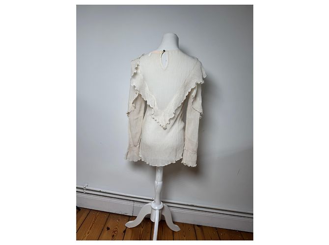 Chloé Top de seda vintage Chloe Blanco 36/S Beige - vista 4