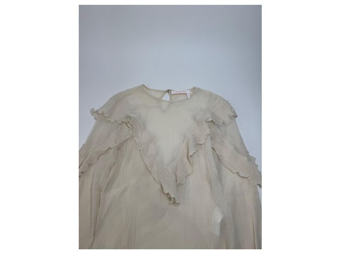 Chloé Top de seda vintage Chloe Blanco 36/S Beige - vista 7