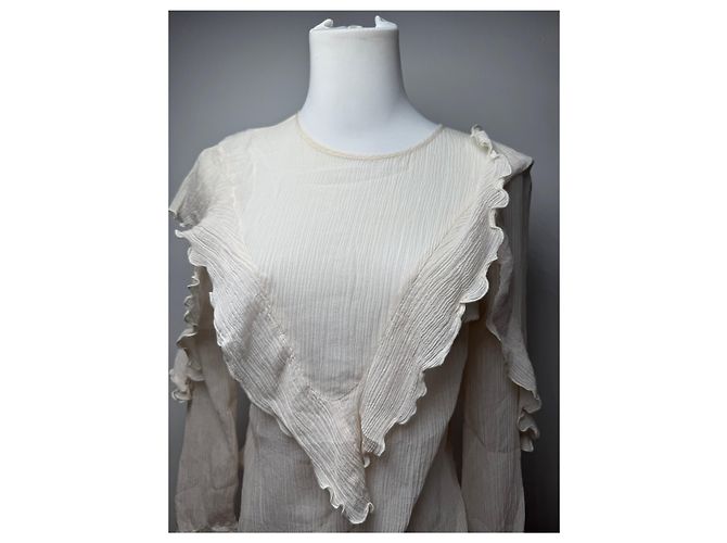 Chloé Top de seda vintage Chloe Blanco 36/S Beige - vista 8