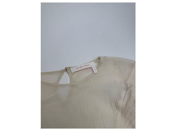Chloé Top de seda vintage Chloe Blanco 36/S Beige - vista 9
