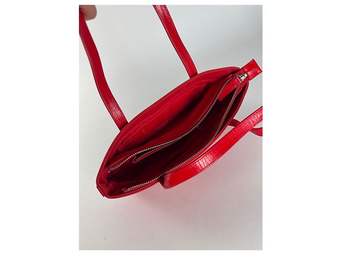Vintage Courreges Polyester Patent Leather Handbag Red - view 3