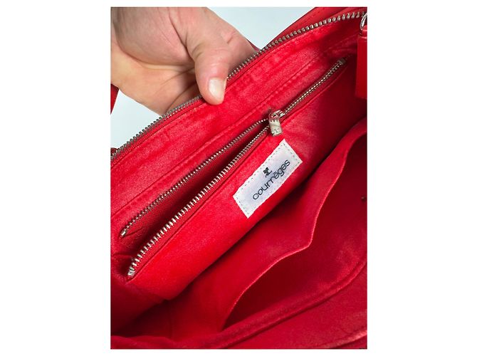 Vintage Courreges Polyester Patent Leather Handbag Red - view 4