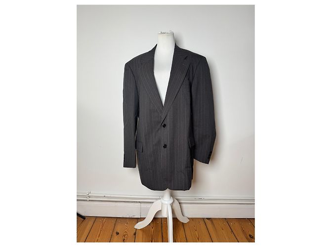 Blazer in lana a righe da uomo vintage Courreges M/L grigio - vista 2