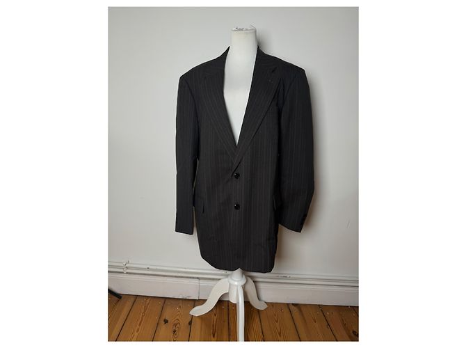 Blazer in lana a righe da uomo vintage Courreges M/L grigio - vista 9