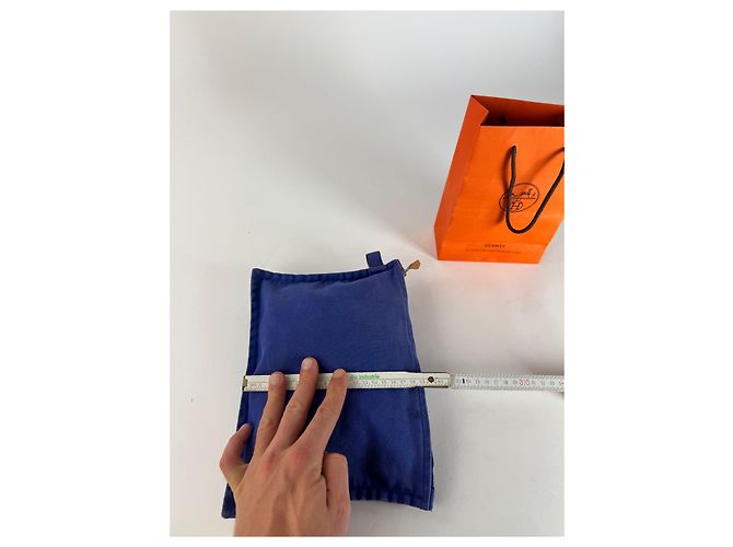 Borsa cosmetica in tela vintage Hermès blu - view 11
