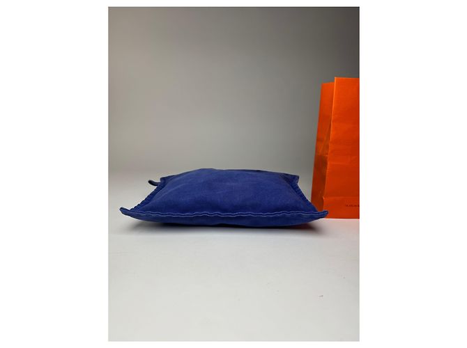 Borsa cosmetica in tela vintage Hermès blu - view 9