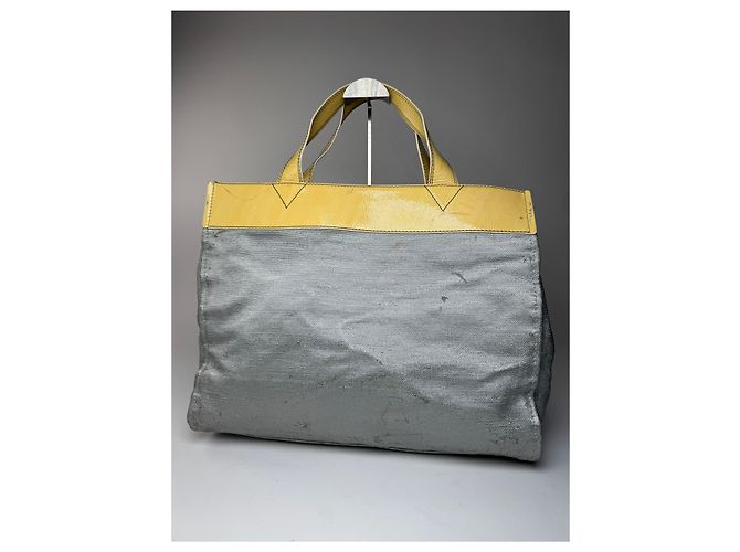 Chloé Vintage Chloe Große Tote Tasche Silber Gelb Weiß - Ansicht 2