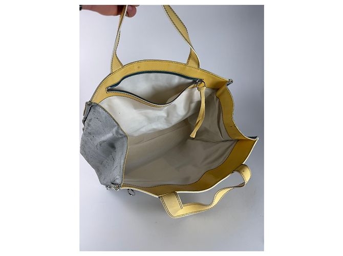 Chloé Vintage Chloe Große Tote Tasche Silber Gelb Weiß - Ansicht 3
