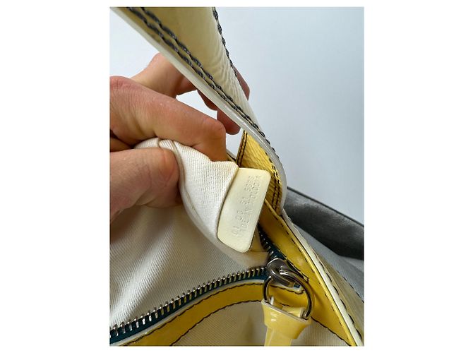Chloé Vintage Chloe Große Tote Tasche Silber Gelb Weiß - Ansicht 4