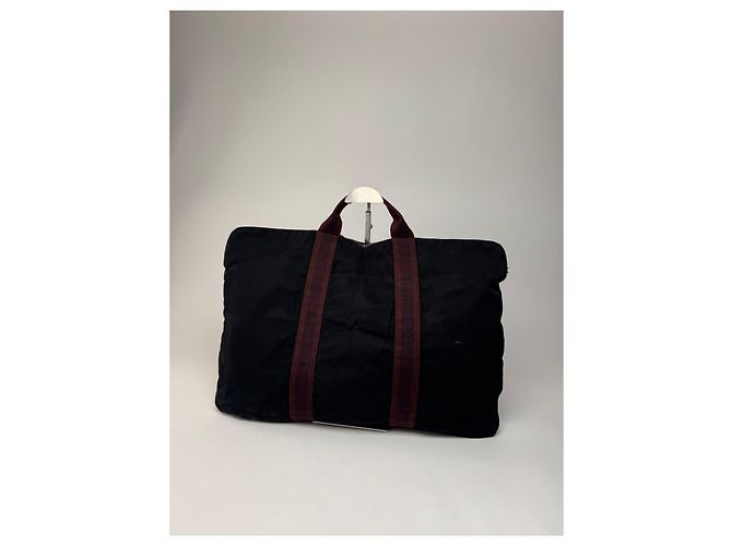 Vintage Hermès Canvas Handtasche lila rot - Ansicht 10