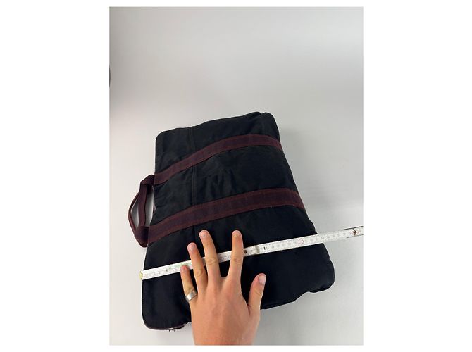 Vintage Hermès Canvas Handtasche lila rot - Ansicht 12