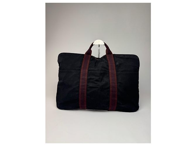 Vintage Hermès Canvas Handtasche lila rot - Ansicht 14
