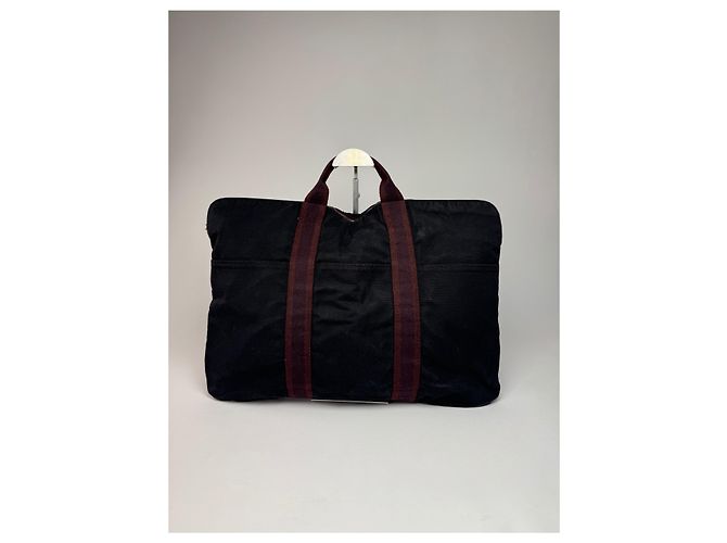 Vintage Hermès Canvas Handtasche lila rot - Ansicht 15