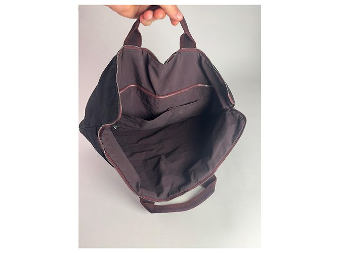 Vintage Hermès Canvas Handtasche lila rot - Ansicht 2