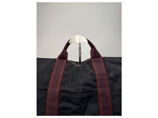 Vintage Hermès Canvas Handtasche lila rot - Ansicht 7