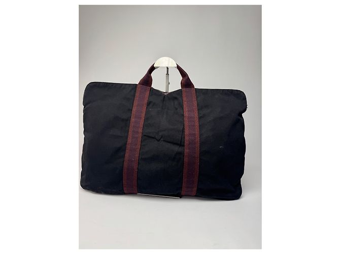 Vintage Hermès Canvas Handtasche lila rot - Ansicht 9