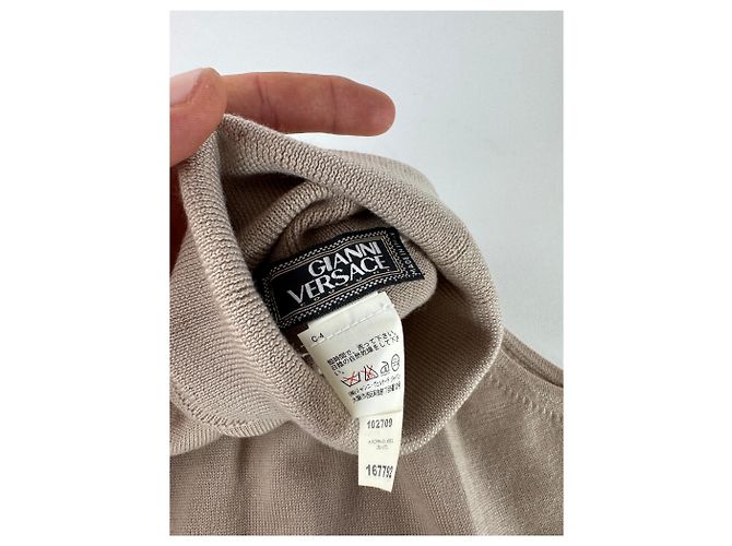 Vintage Gianni Versace Rollkragenpullover aus Wolle beige braun M - Ansicht 6