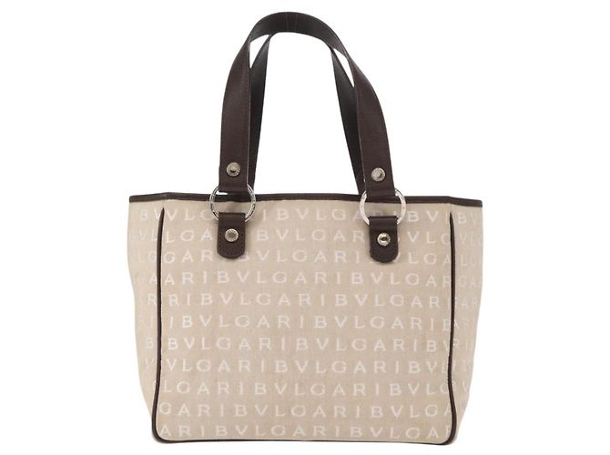Bulgari Borsa Bvlgari Logomania in tela Beige - vista 2