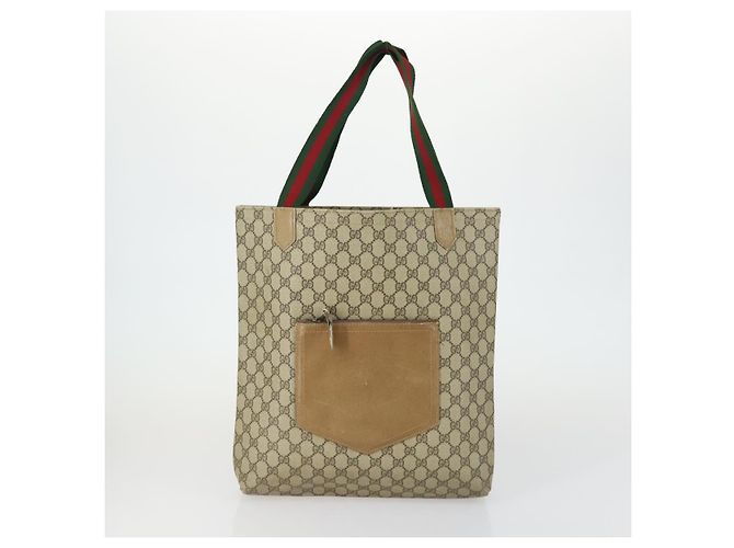GUCCI GG Supreme Tote Bag PVC Nylon 3 Set Beige Black Auth 151624 - view 2