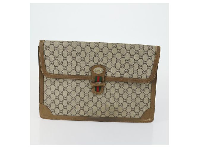 GUCCI GG Supreme Tote Bag PVC Nylon 3 Set Beige Black Auth 151624 - view 9