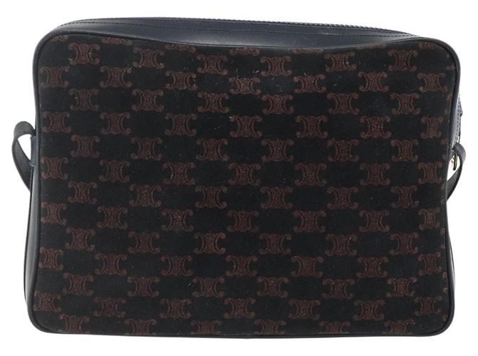 Céline Borsa a spalla Celine C Macadam in suede Blu navy - vista 2
