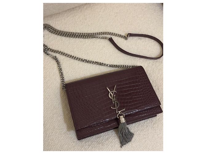 Yves Saint Laurent Borsa Saint Laurent Kate Monogram con Frangia Bordò - vista 2