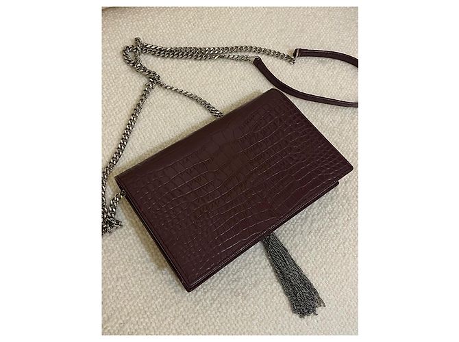 Yves Saint Laurent Borsa Saint Laurent Kate Monogram con Frangia Bordò - vista 3