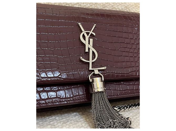 Yves Saint Laurent Borsa Saint Laurent Kate Monogram con Frangia Bordò - vista 5