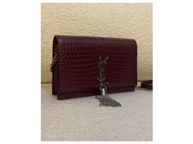 Yves Saint Laurent Borsa Saint Laurent Kate Monogram con Frangia Bordò - vista 7