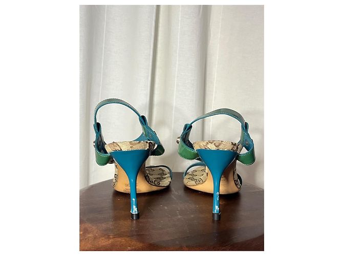 Sandali Gucci Monogramma Vintage Beige Verde - vista 5