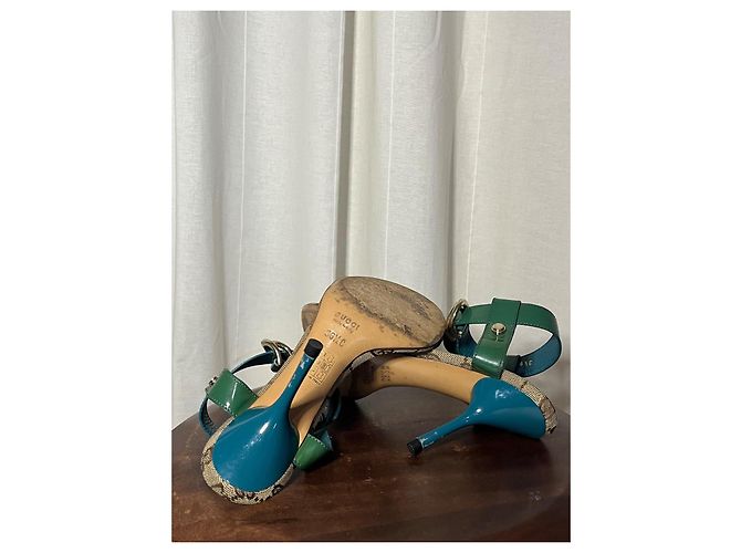 Sandali Gucci Monogramma Vintage Beige Verde - vista 7