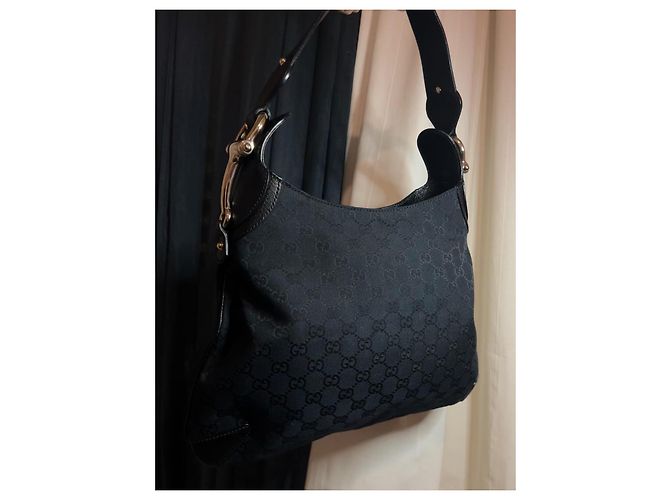 Borsa Monogram Horsebit Gucci Nero D'oro - view 2
