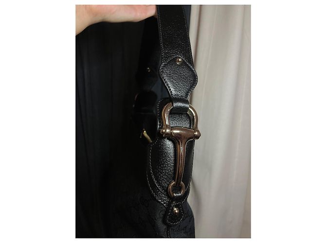 Borsa Monogram Horsebit Gucci Nero D'oro - view 5