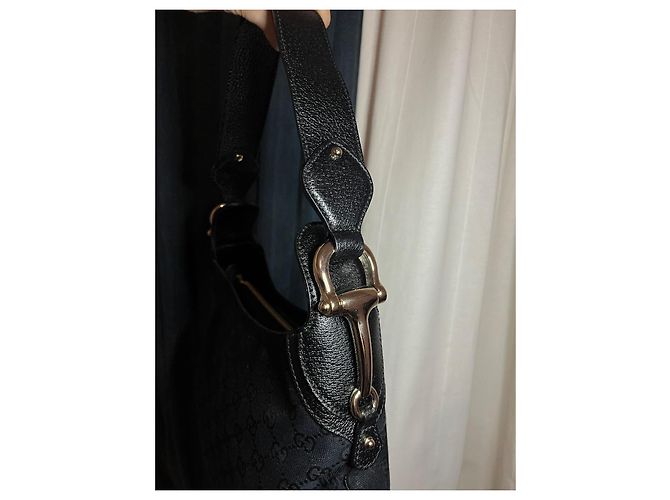 Borsa Monogram Horsebit Gucci Nero D'oro - view 7