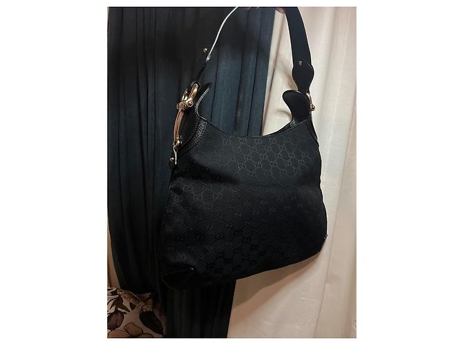 Borsa Monogram Horsebit Gucci Nero D'oro - view 8