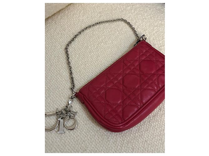 Christian Dior Mini Borsa Pouch Dior Fucsia Pelle Cannage Catena D.I.O.R Fuschia - vista 2
