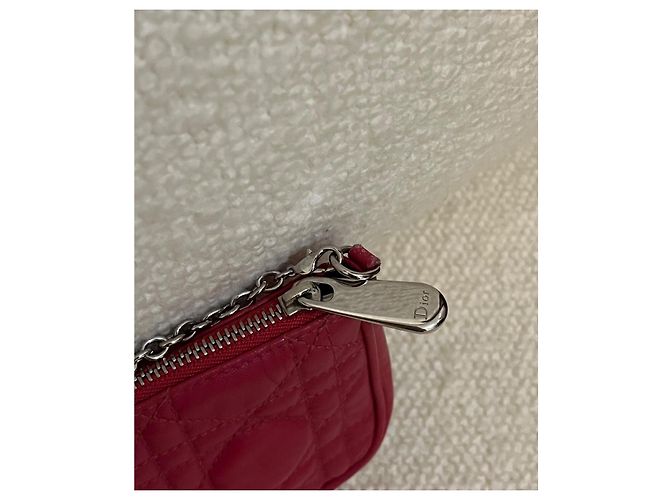 Christian Dior Mini Borsa Pouch Dior Fucsia Pelle Cannage Catena D.I.O.R Fuschia - vista 6