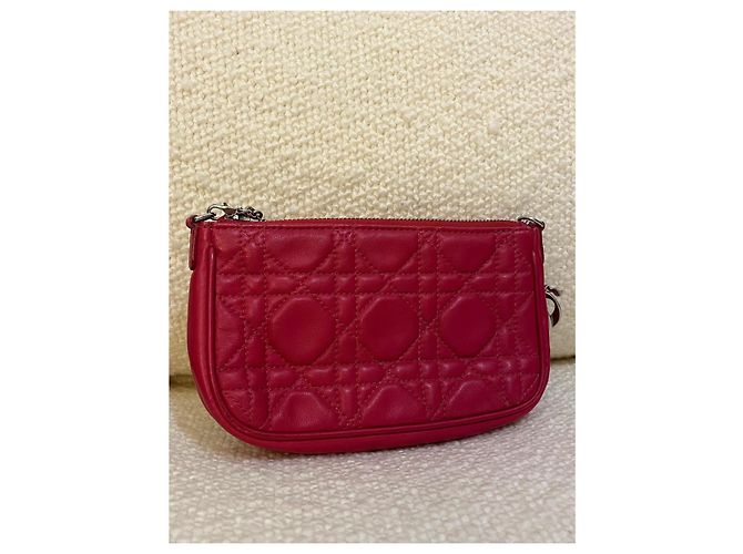 Christian Dior Mini Borsa Pouch Dior Fucsia Pelle Cannage Catena D.I.O.R Fuschia - vista 8