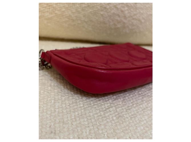 Christian Dior Mini Borsa Pouch Dior Fucsia Pelle Cannage Catena D.I.O.R Fuschia - vista 9