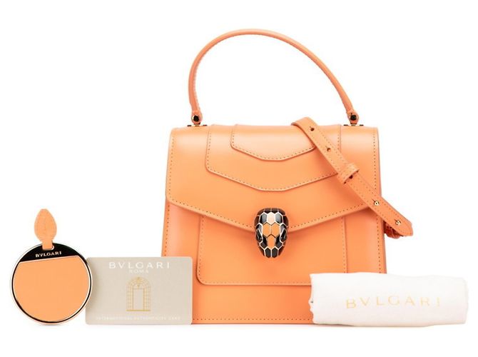 Bulgari Bolsa Bvlgari Serpenti Forever em couro laranja - vista 12