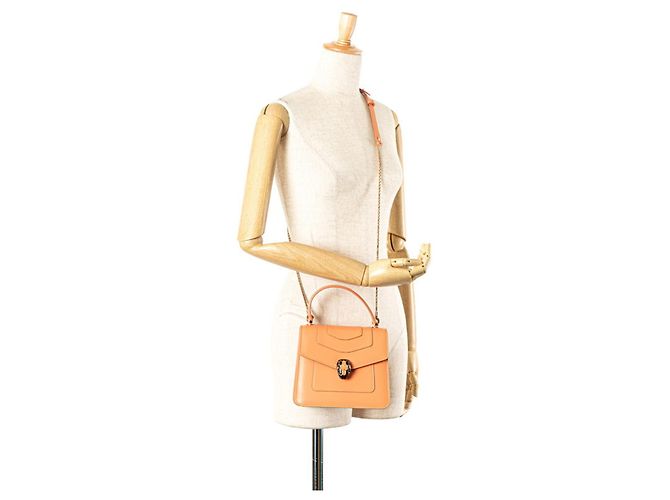 Bulgari Bolsa Bvlgari Serpenti Forever em couro laranja - vista 13