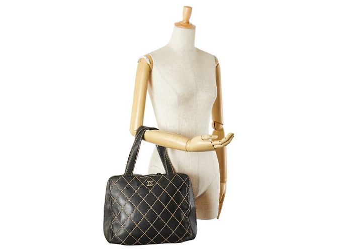 Timeless Borsa a mano Coco Mark Wild Stitch di CHANEL Nero - vista 15