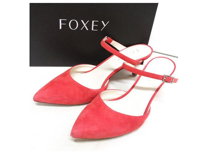 Autre Marque Suede Mule Sandalen FOXEY POPPY Rot - Ansicht 11