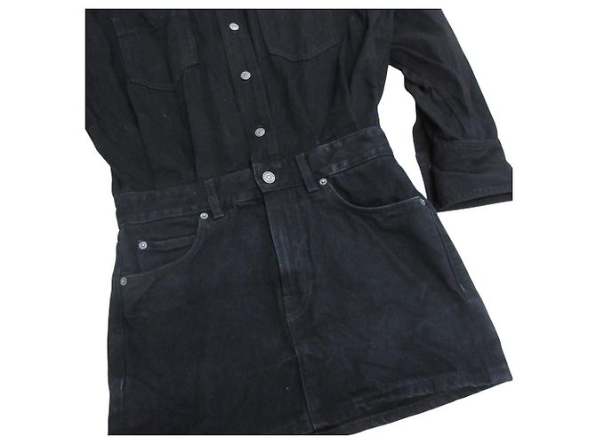 Autre Marque Vestido Mini de Denim Tamu Haikure Negro - vista 4