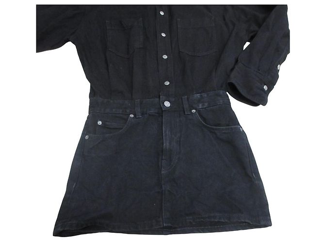 Autre Marque Vestido Mini de Denim Tamu Haikure Negro - vista 6